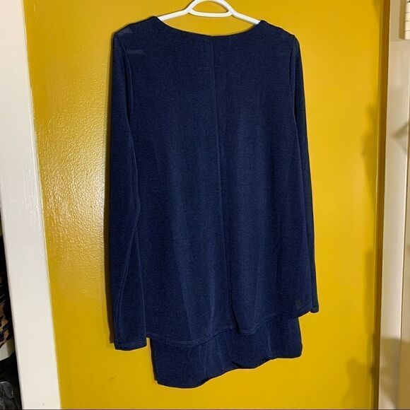 WHBM Dress Blue Long Sleeves Layered Size Medium Gorgeous - Picture 2 of 6